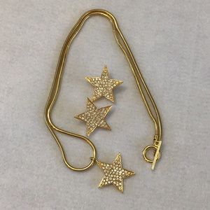 Crystal star shaped earrings and necklace set